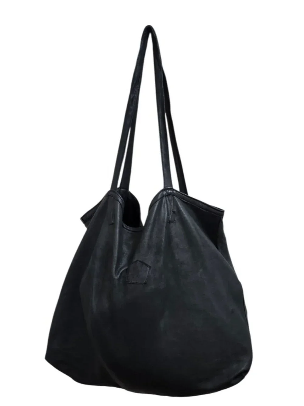 Vintage Orchard M/C Black Leather Oversized Tote Bag Made in USA Carryall
